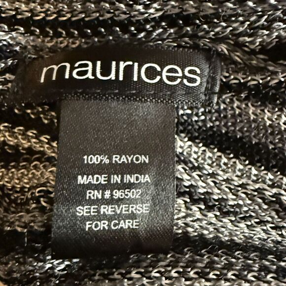 Maurices Fringe Scarf Black, White, and Gray Striped - 80” x 16” - Picture 4 of 6